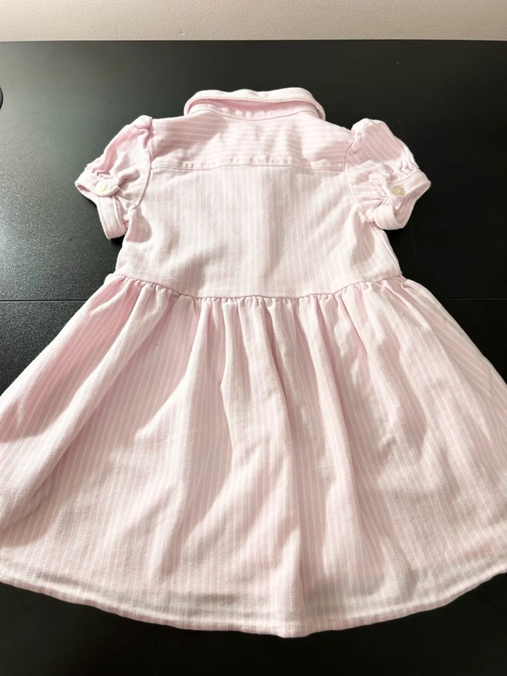 POLO Ralph Lauren Light Pink Striped Knit Oxford Shirtdress Size 18 Months